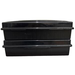 Vintage Alpha Cassette Case Holder Black Plastic Hinge Lid Holds‎ 15 lot of 2